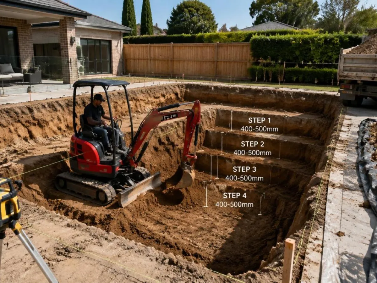 Einen privaten Pool mit einem Minibagger ausheben – was funktioniert tatsächlich?