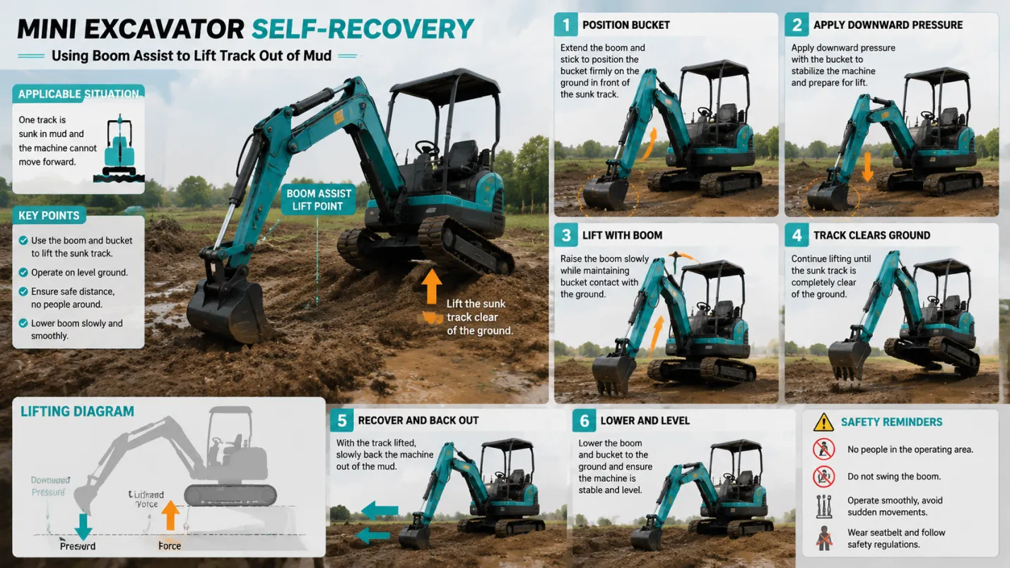 Mini Excavator in Wet Conditions — Mud, Soft Ground, and Waterlogged Sites - detail image 2