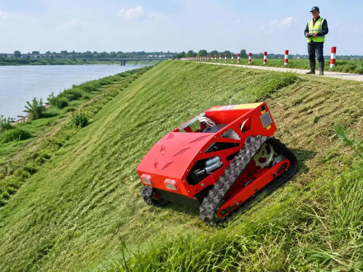 Vegetationsmanagement an Hochwasserschutzdeichen mit RC-Mähern