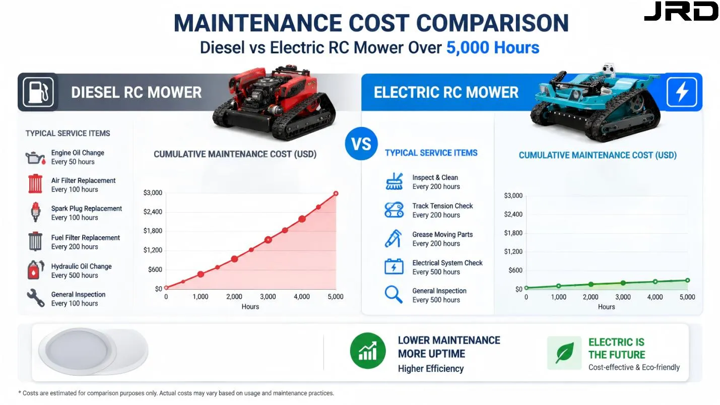 Diesel vs Electric RC Mower Cost, Run Time and Application Fit