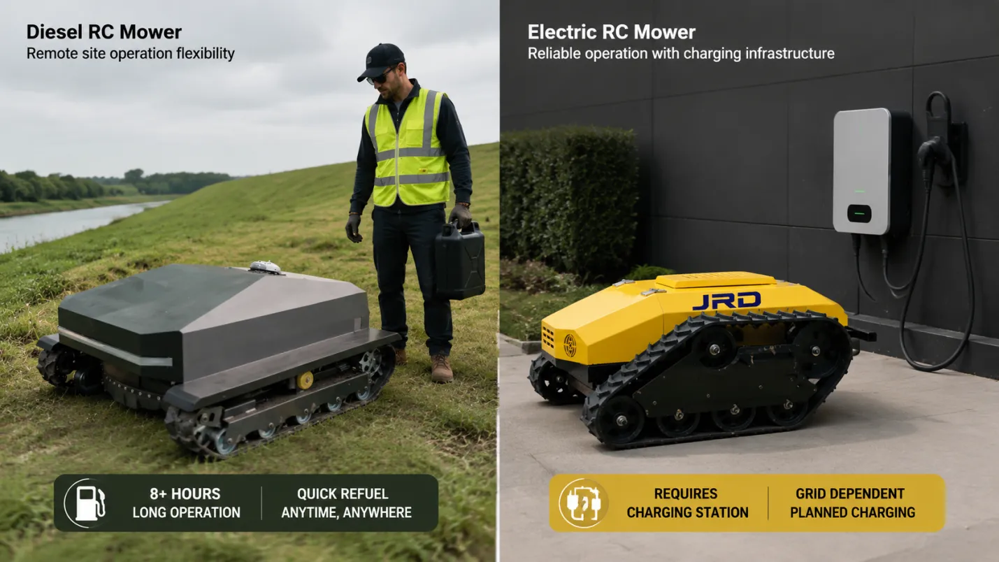 Diesel vs Electric RC Mower Cost, Run Time and Application Fit - detail image 2