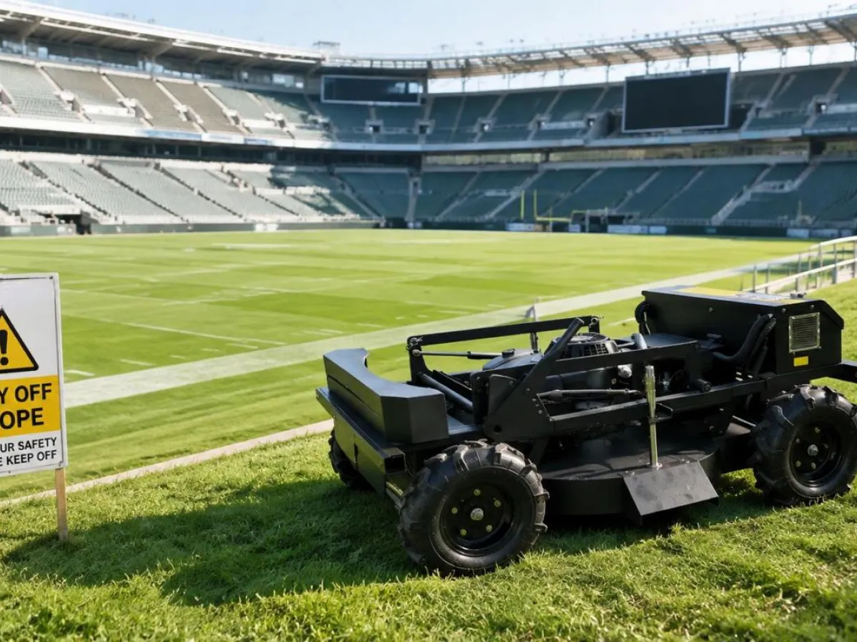 Sports Stadium Bank Maintenance with RC Mowers
